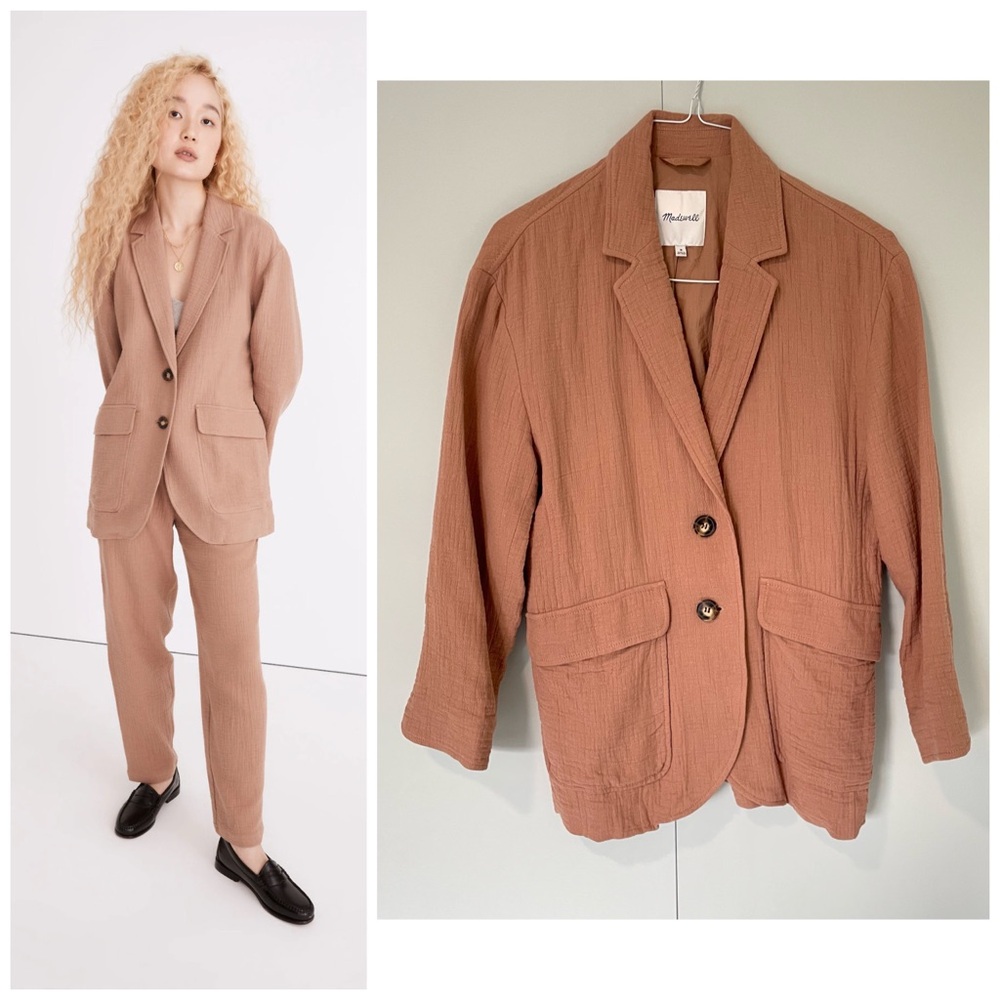 Madewell Dusty Rose Textured Blazer